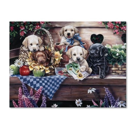 Jenny Newland 'Five Puppies' Canvas Art,18x24